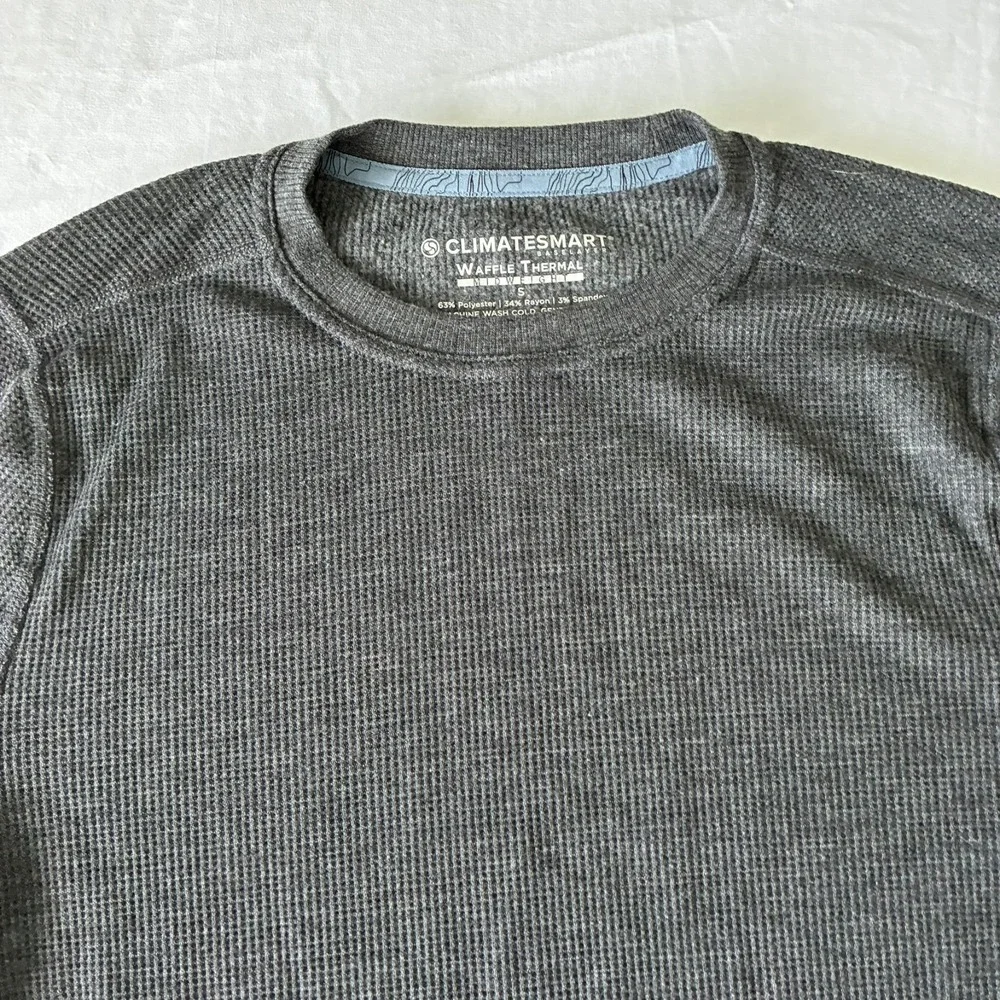 Climatesmart Cuddl Duds Mens Gray Waffle Knit Midweight Thermal Base Layer Top S
